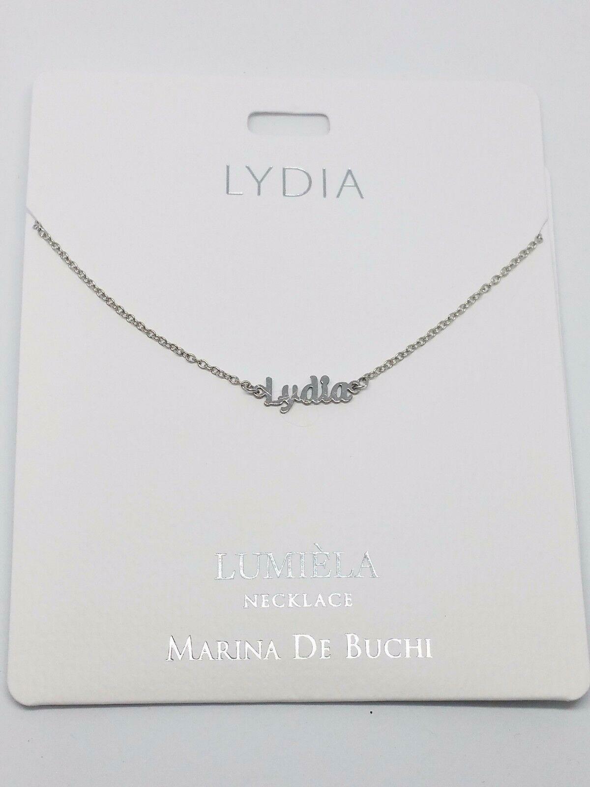 Personalised Silver Colour Lumièla Necklace by Marina De Buchi with the name Lydia