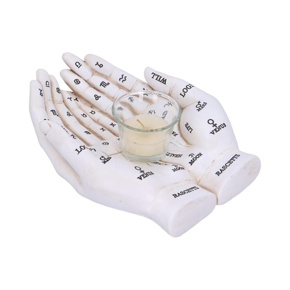 Third image for Palmist's Guide White Chiromancy Hands Candle Holder