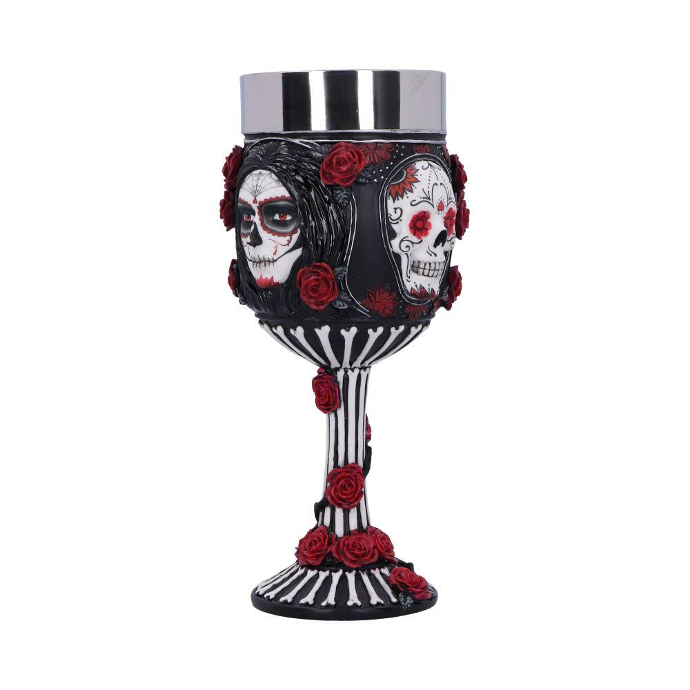 Second image for James Ryman Sugar Skull Goblet Day of the Dead Glass Valentine