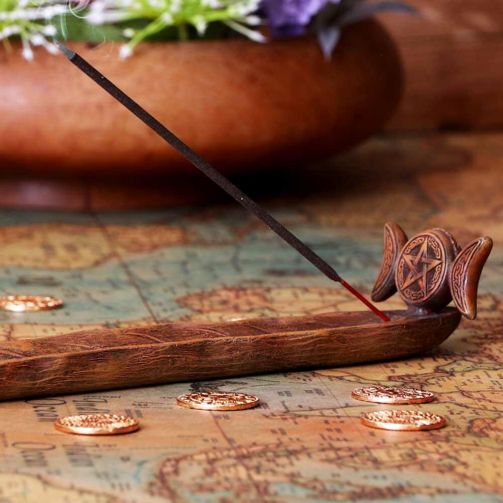Fifth image for Triple Moon Goddess Incense Holder 23.5cm