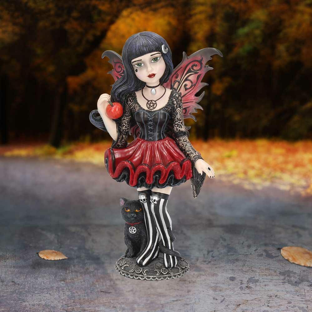 Fifth image for Little Shadows Hazel Figurine Gothic Fantasy Cat Fairy Ornament