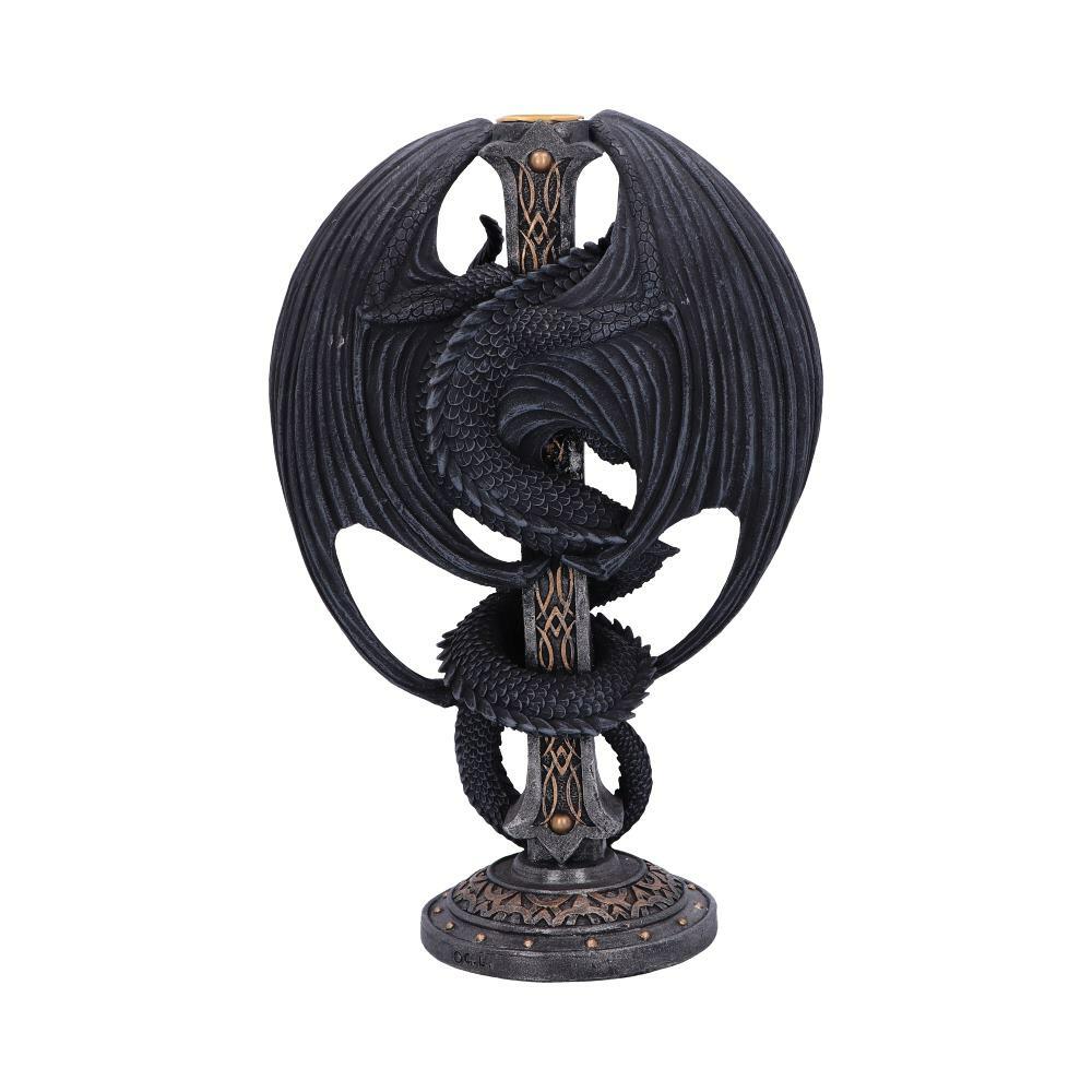 Third image for Dark Ember Gothic Dragon Candle Holder 24.5cm