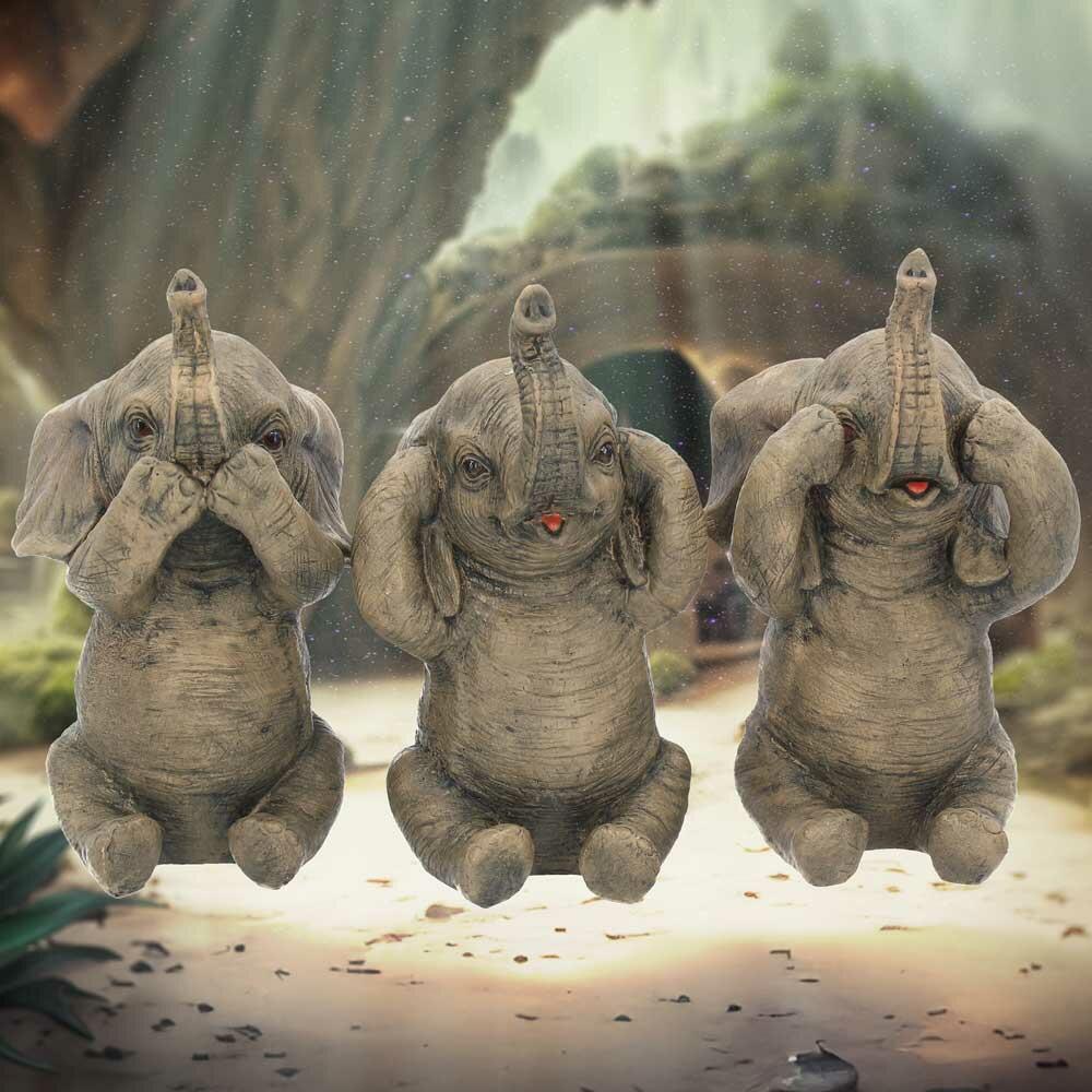 Fifth image for Three Wise Elephants Figurines Animal Ornaments