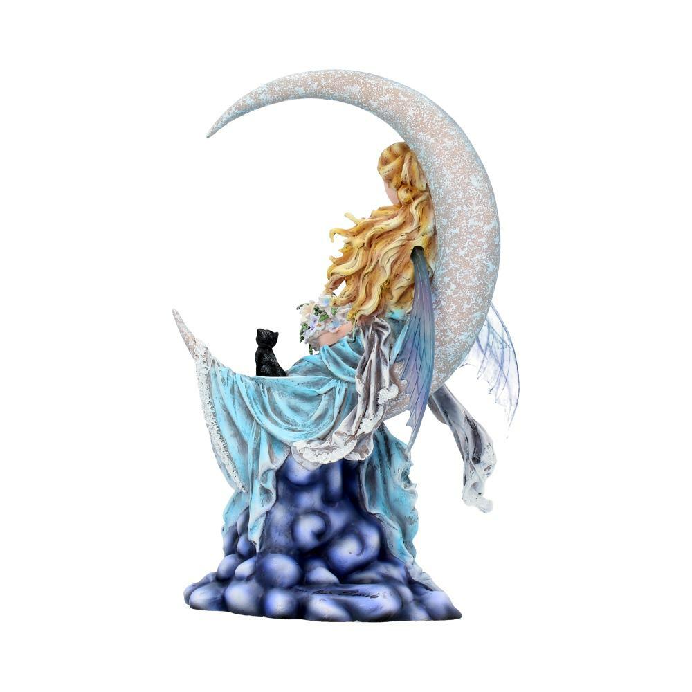 Fourth image for Nene Thomas Wind Moon Blue Crescent Moon Fairy and Cat Companion Figurine