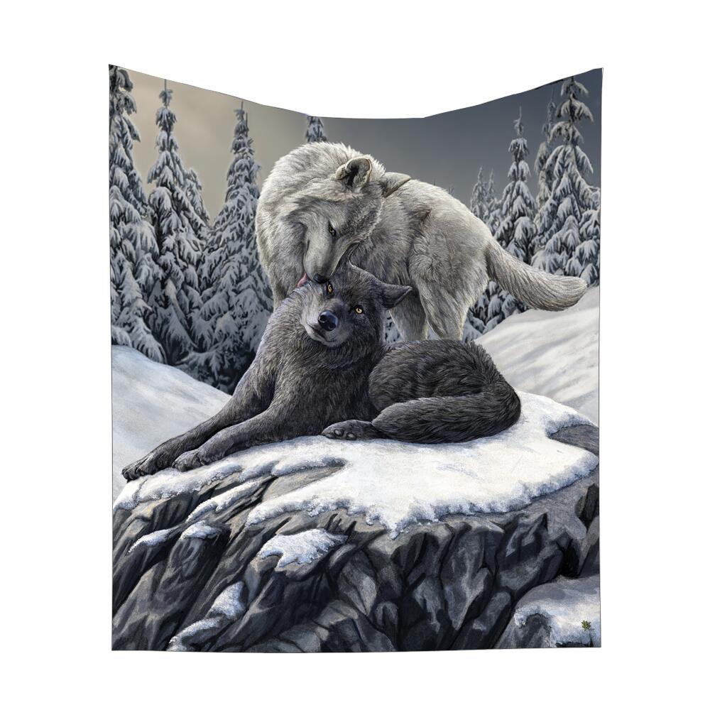 First image for Lisa Parker Snow Kisses Throw Wolf Couple Blanket