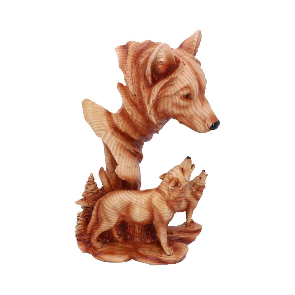Fourth image for Natural Song Howling Wolves Wood Effect Bust