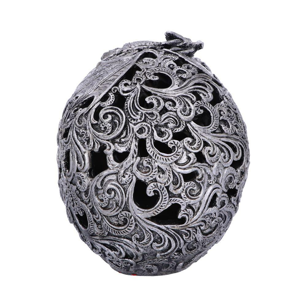 Third image for Silver Cranial Drakos Engraved Dragon Skull Ornament