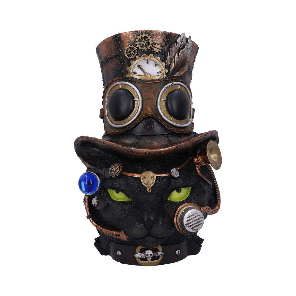First image for Felius Mogg 28.8cm Steampunk Black Cat Head Figurine