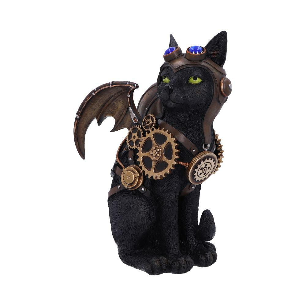 Second image for Feline Flight 22.7cm Steampunk Black Cat Pilot Figurine