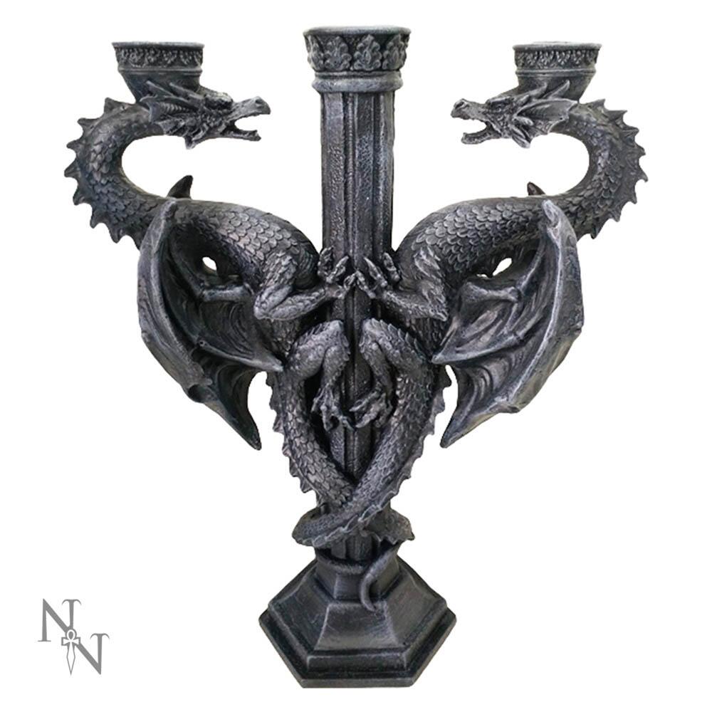 Fifth image for Dragon's Altar Candelabra Black Gothic Triple Candle Holder