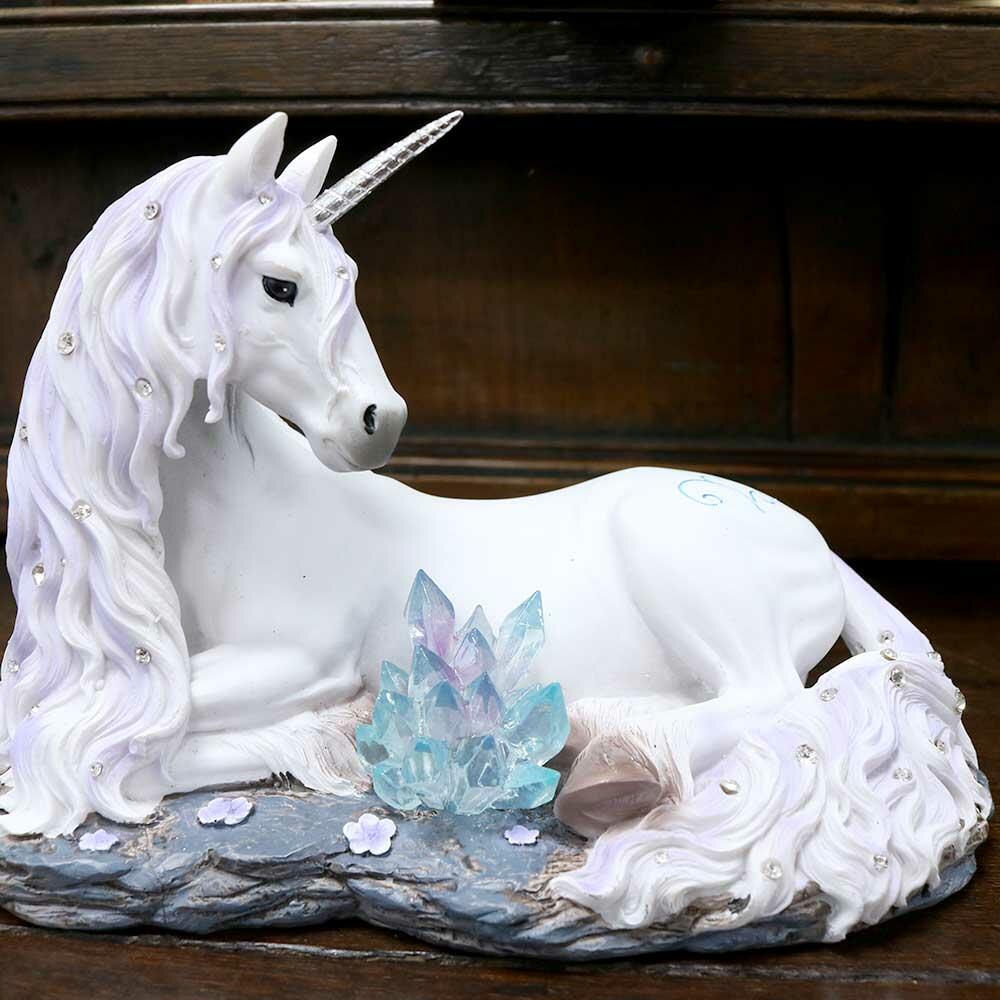 Fifth image for Jewelled Tranquillity Figurine White Unicorn and Crystal Ornament