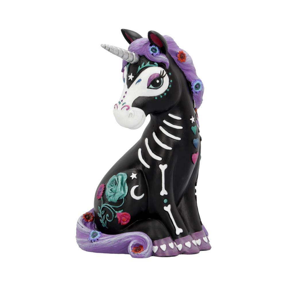 First image for Sugarcorn Black Day of the Dead Skeleton Unicorn Figurine