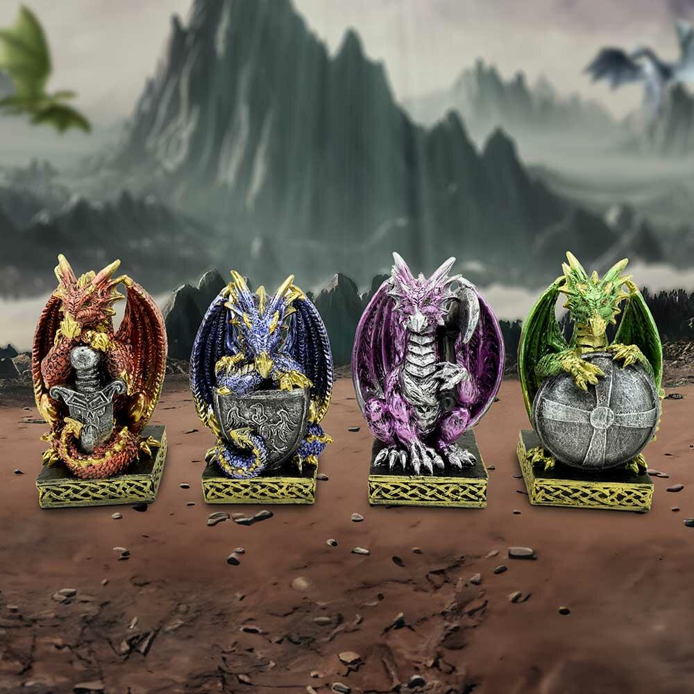 Fifth image for Defend the Hoard Dragon Protector Figurines (Set of 4) 10cm