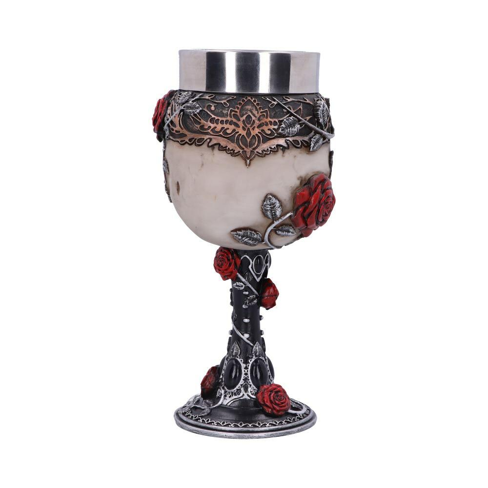 Third image for Gothic Roses Goblet Skull Horror Roses Wine Glass