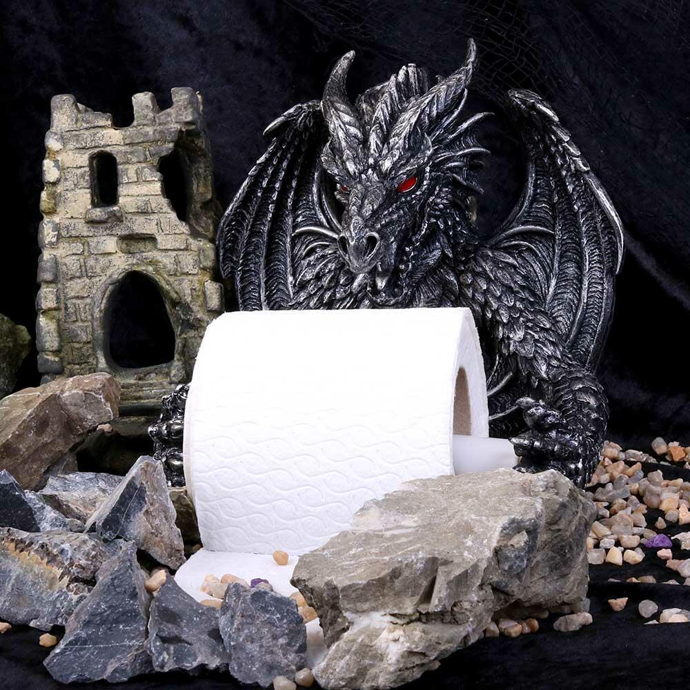 Fifth image for Obsidian Menacing Gothic Dragon Toilet Roll Holder