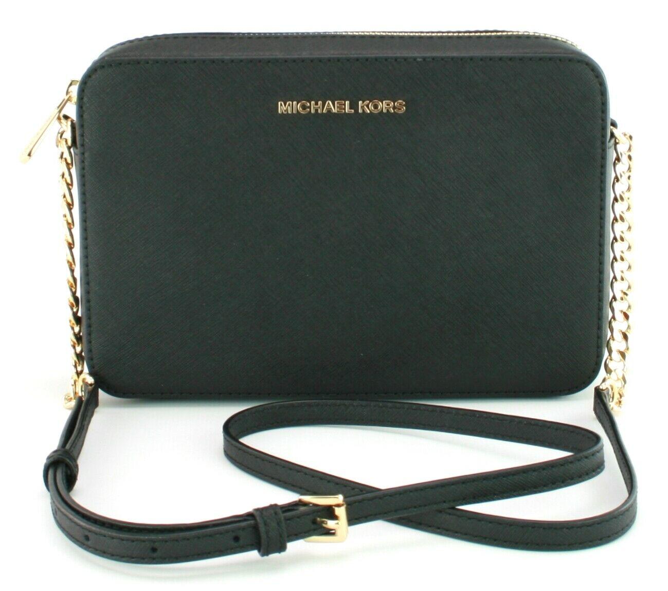 Michael Kors Crossbody Bag Black Leather Medium Box Jet Set
