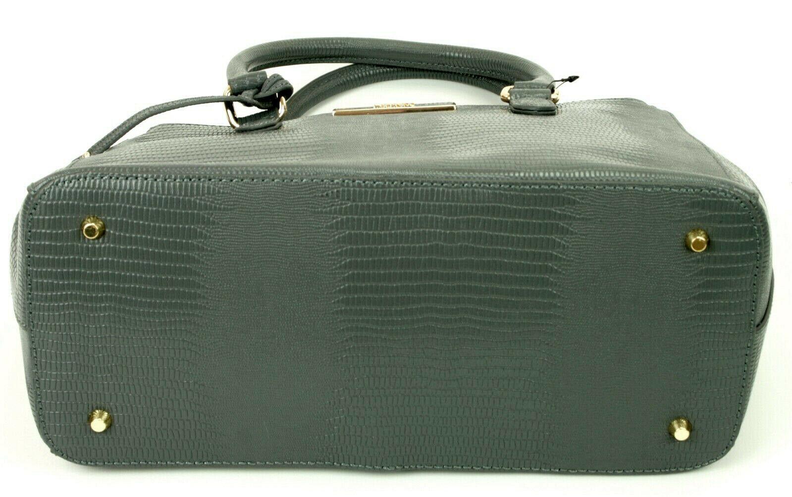 DKNY Grey Handbag Lizard Print Leather Medium Satchel Top Handle