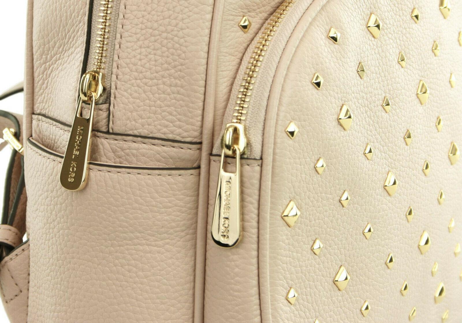 Michael Kors Backpack Ballet Pink Gold Tone Studded Womens Medium Abbey Zip