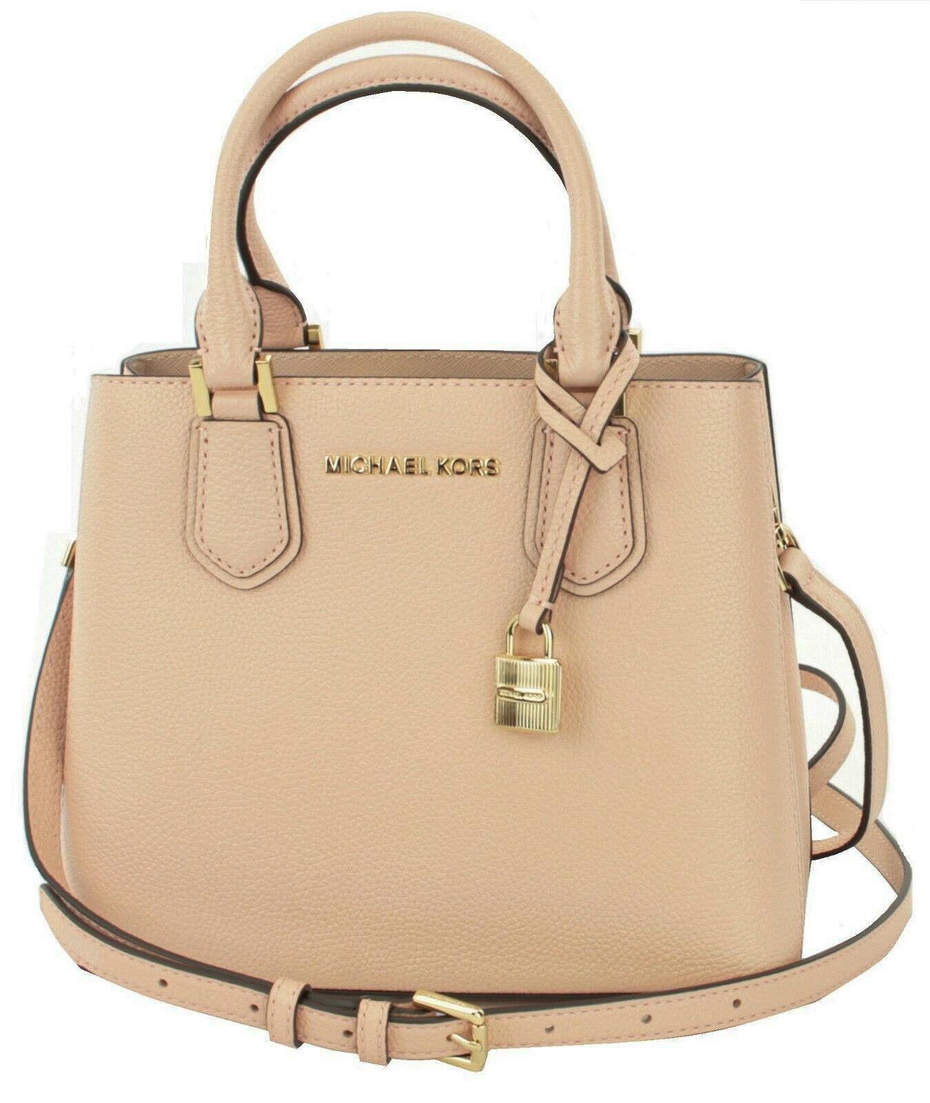 Michael Kors Adele Satchel Messenger Bag Pastel Pink Leather Handbag