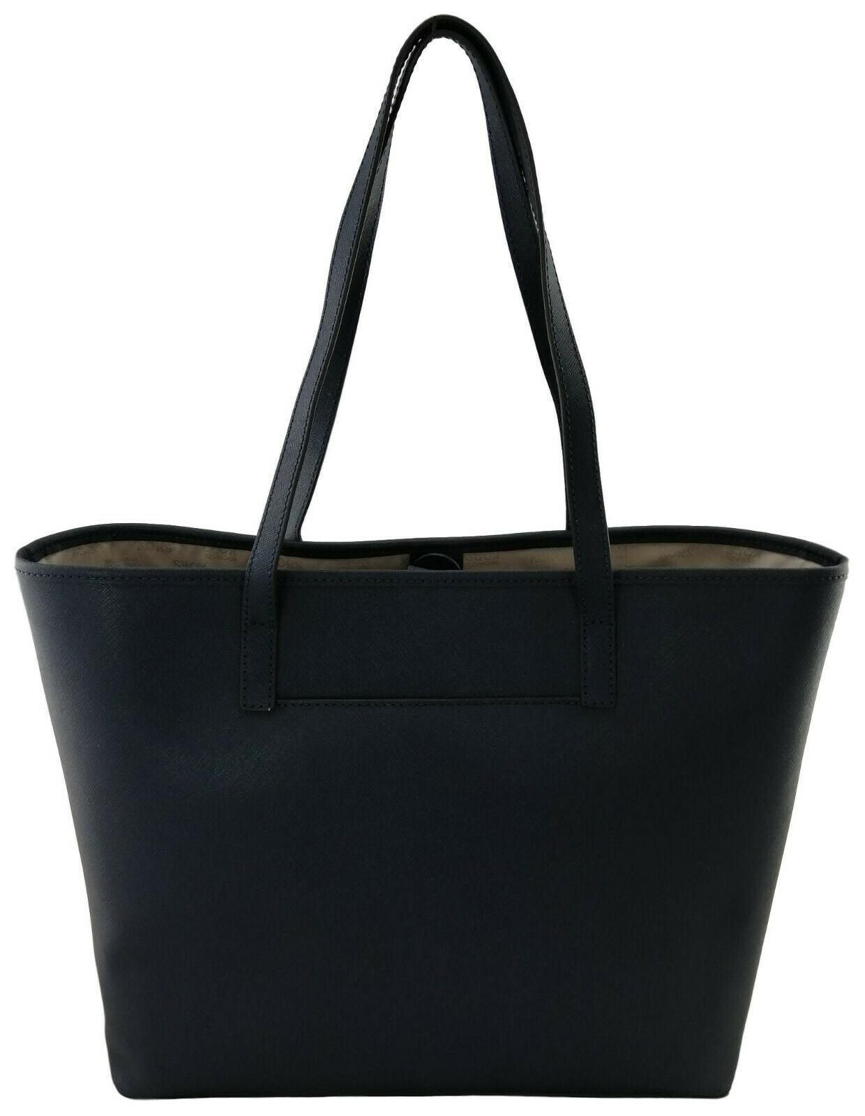 Michael Kors Navy Leather Tote Bag back