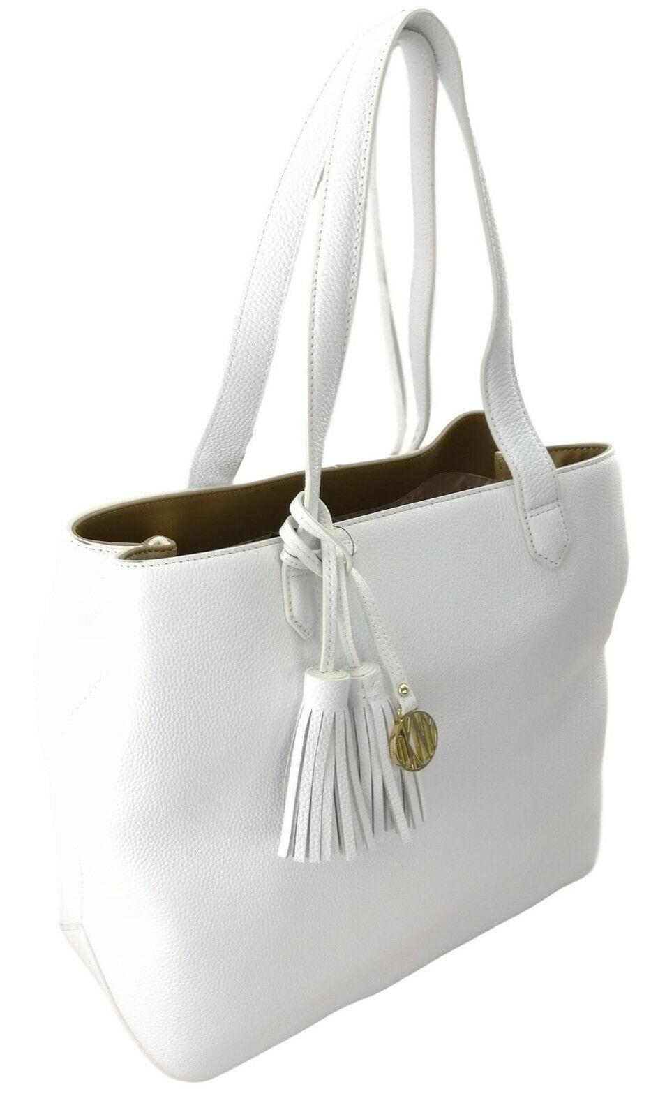 DKNY White Tote Leather Bag angle