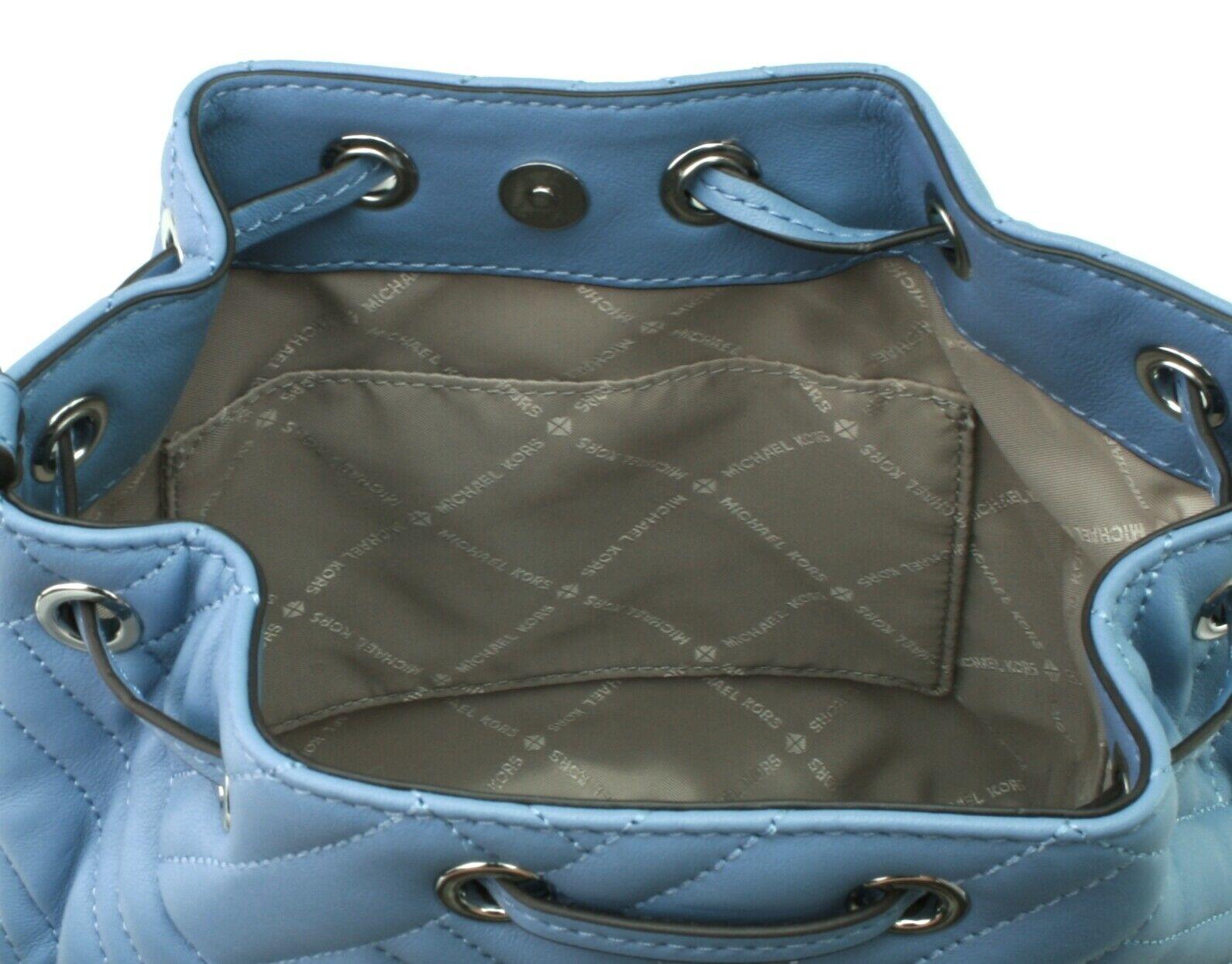 Michael Kors Bucket Shoulder Bag French Blue Quilted Leather Small