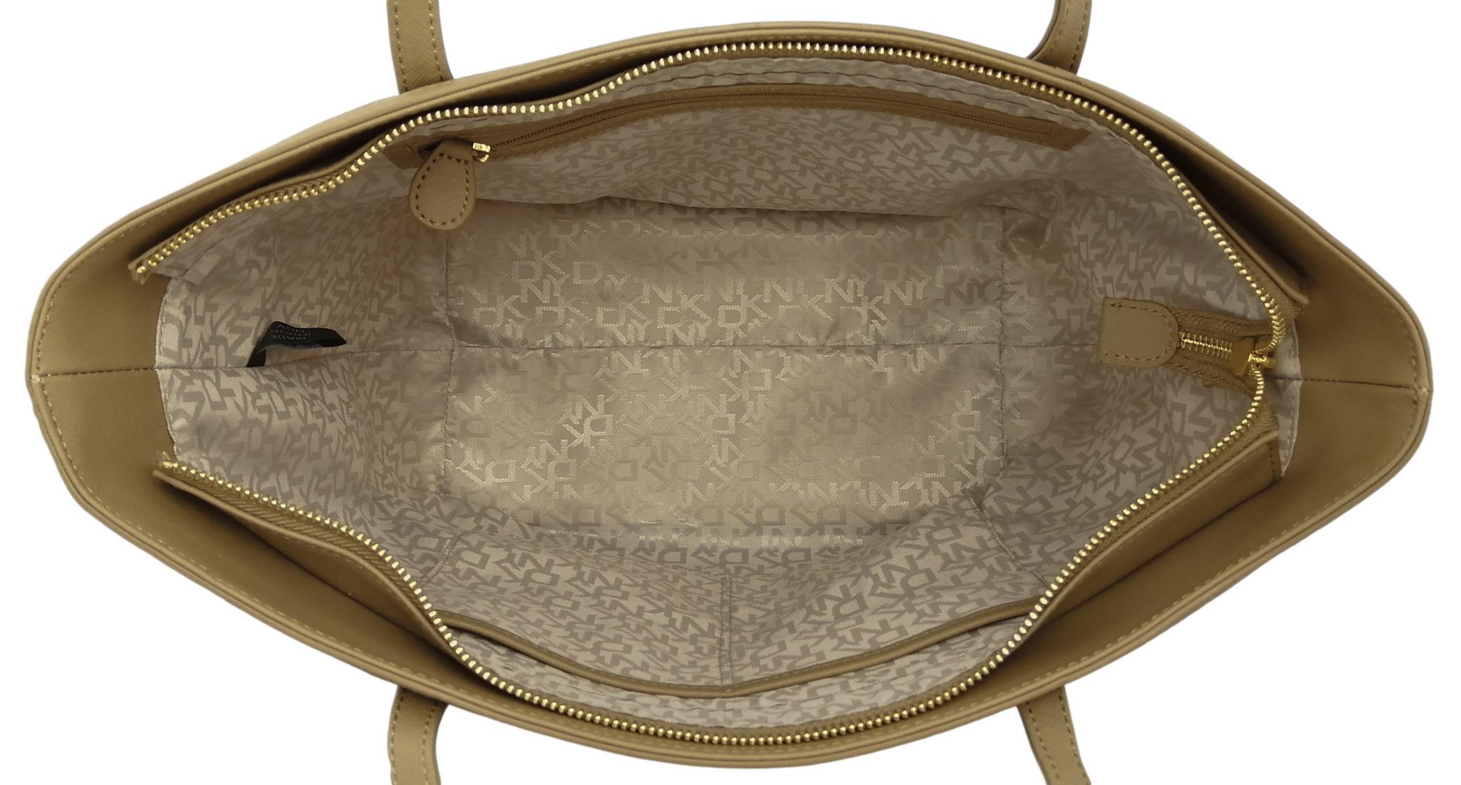 DKNY Brown Canvas Medium Tote Bag inside