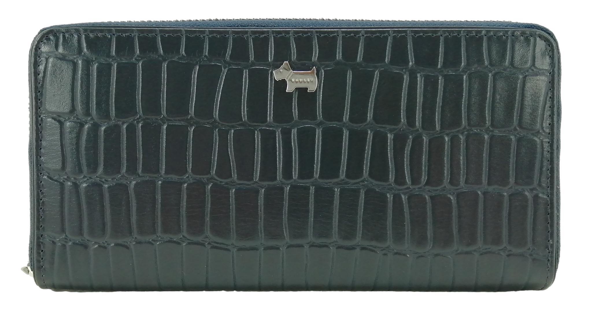 Radley dark blue zip around purse front