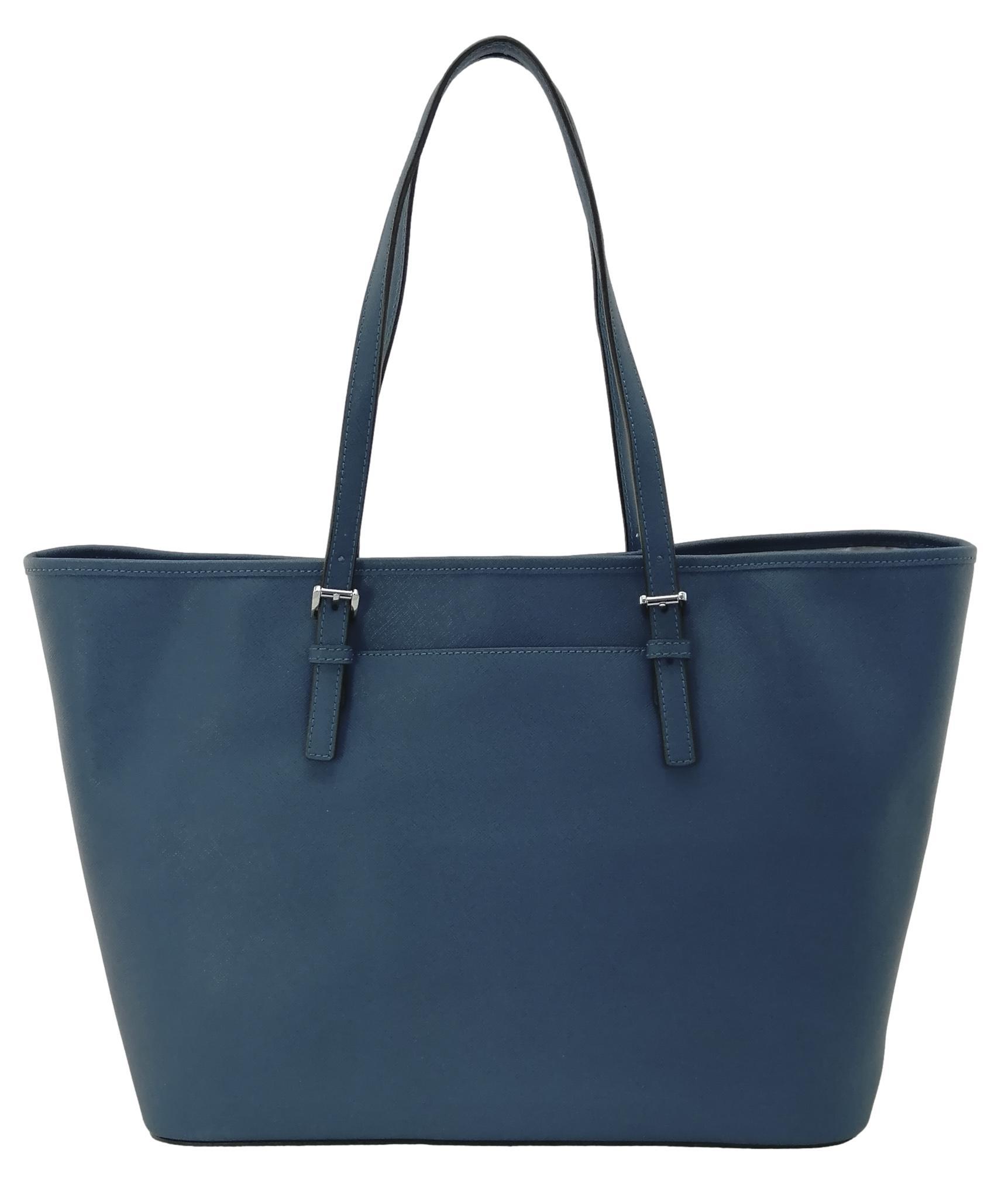 Michael Kors Steel Blue Tote Bag Medium Jet Set Handbag Saffiano Leather