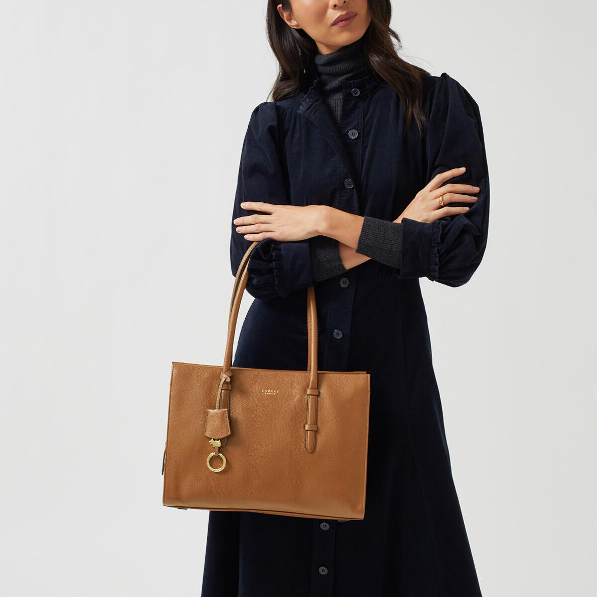 Radley Brown Tote being worn