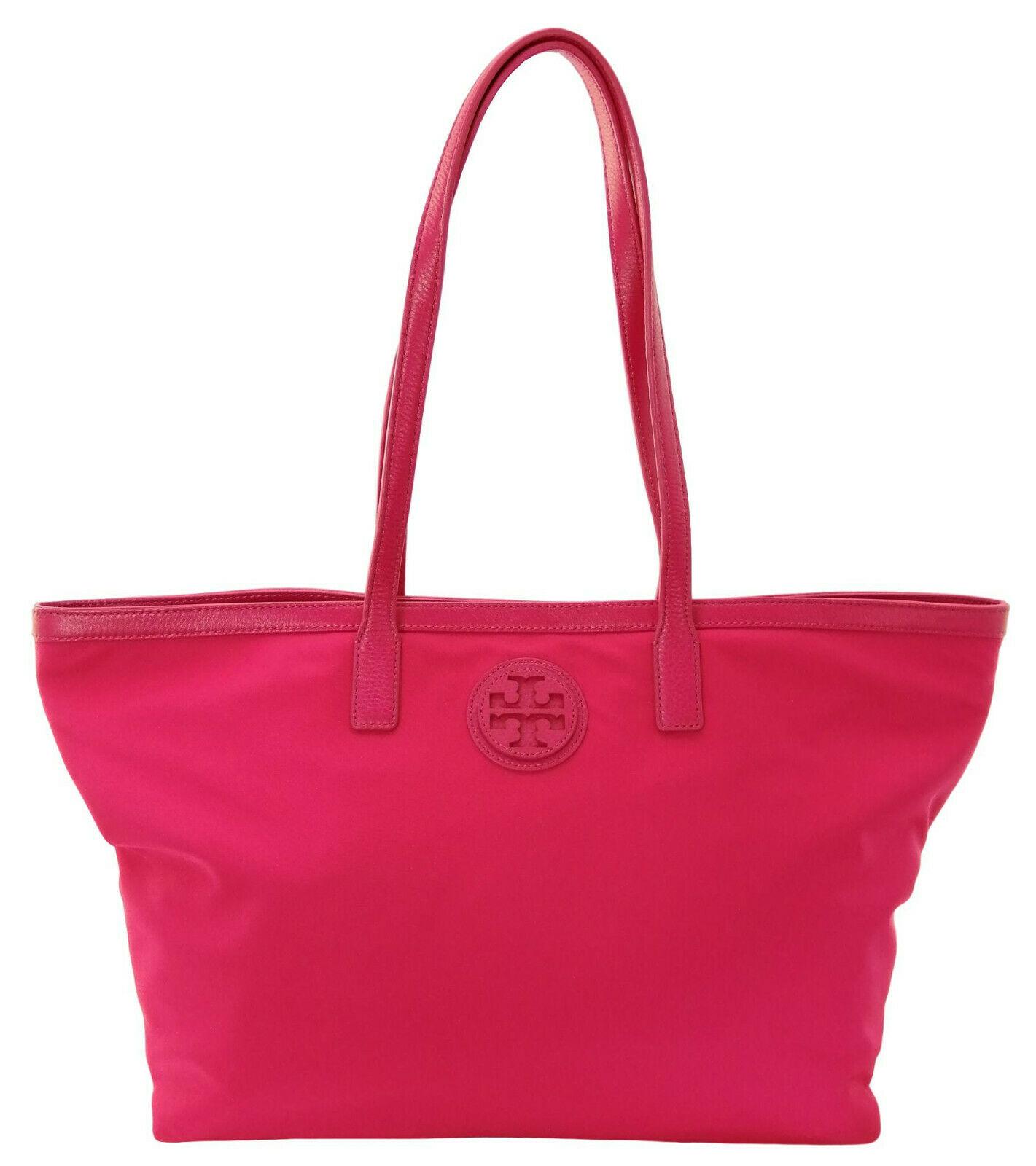 Tory Burch Tote Bag Carnation Red Pink Nylon Medium to Large Dena Handbag