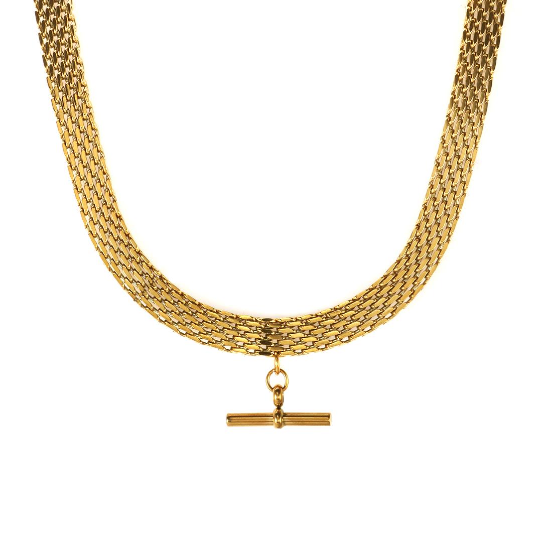 EMIRATI. T Bar Pendant Gold Woven 