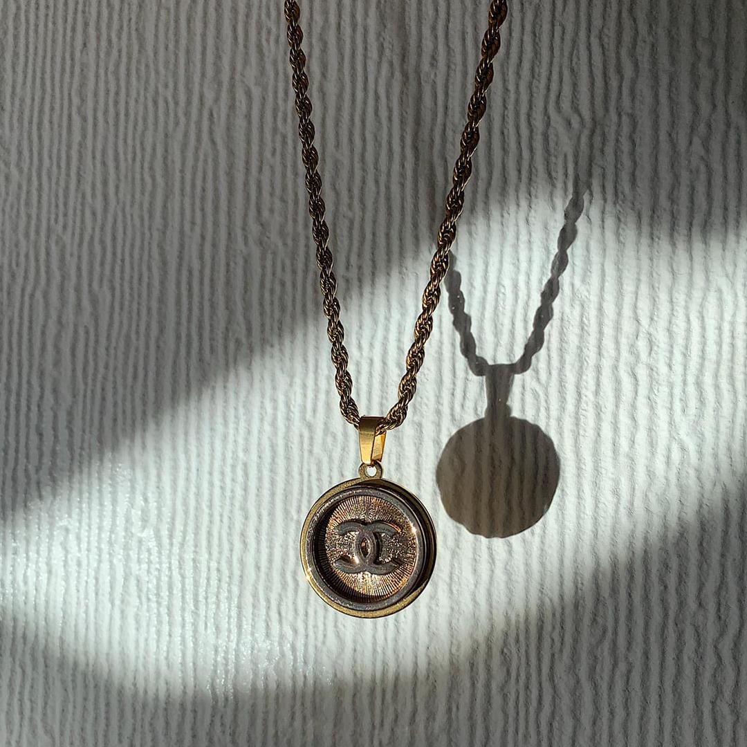 CHANEL PIERRE DE COIN. Reworked Gold CC Medallion Pendant Necklace |  Westwood & Hyde Jewellery UK