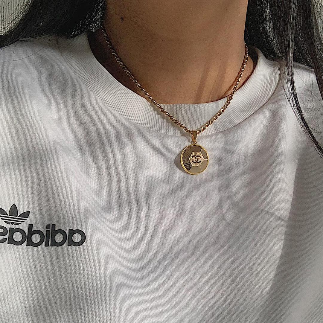 CHANEL ETCHED. Reworked Gold CC Medallion Pendant Necklace | Westwood &  Hyde Jewellery UK