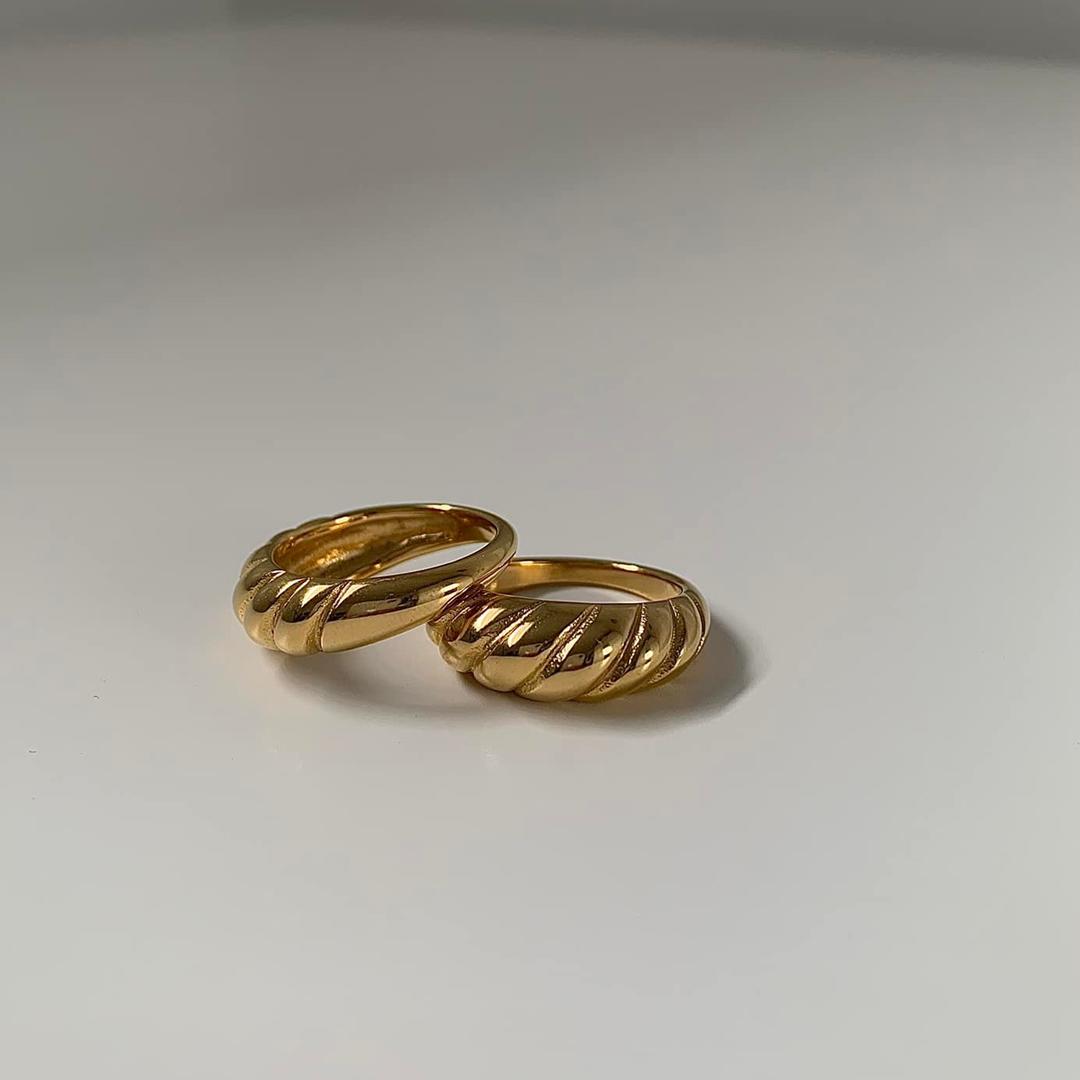 RIVER. Gold Twist Croissant Ring | Westwood & Hyde Jewellery UK