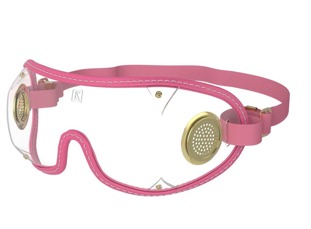 Kroops Original Goggles for Horse Racing / Cycling / Skydiving - pink trim clear lens