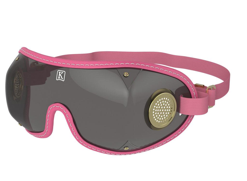 Kroops Original Goggles for Horse Racing / Cycling / Skydiving - pink trim smoke lens