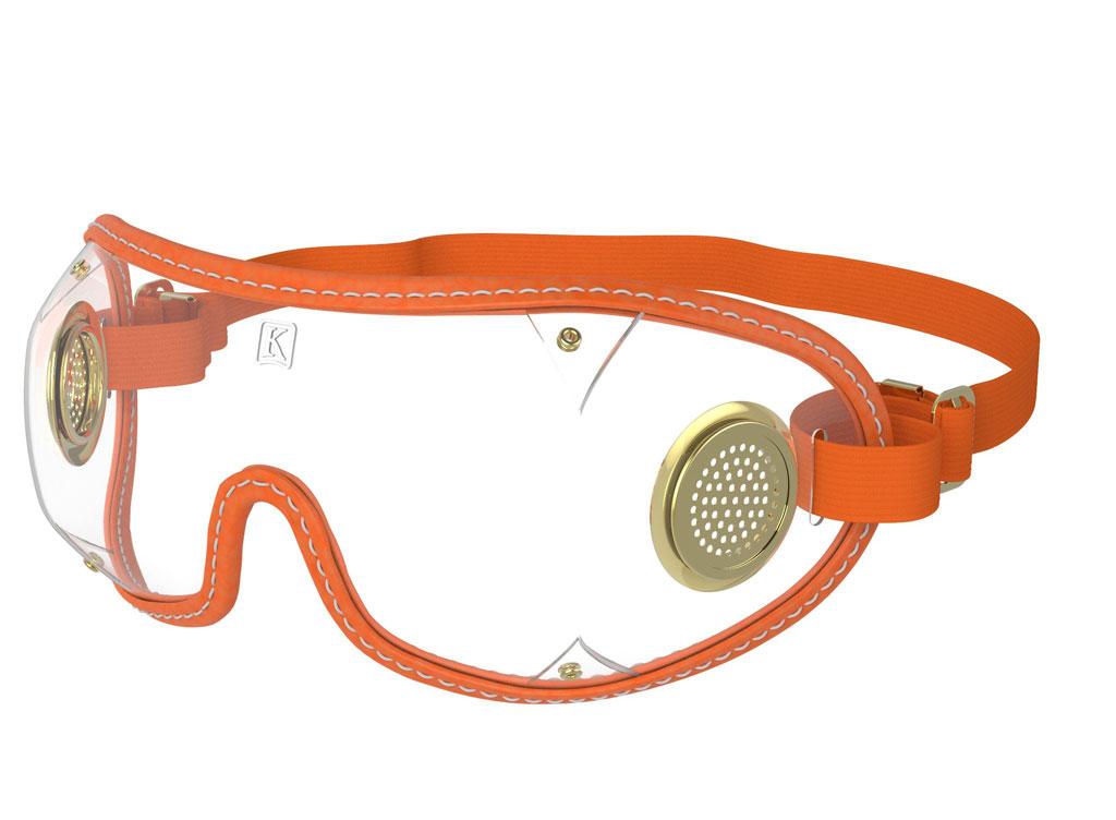 Kroops Original Goggles for Horse Racing / Cycling / Skydiving - orange trim clear lens