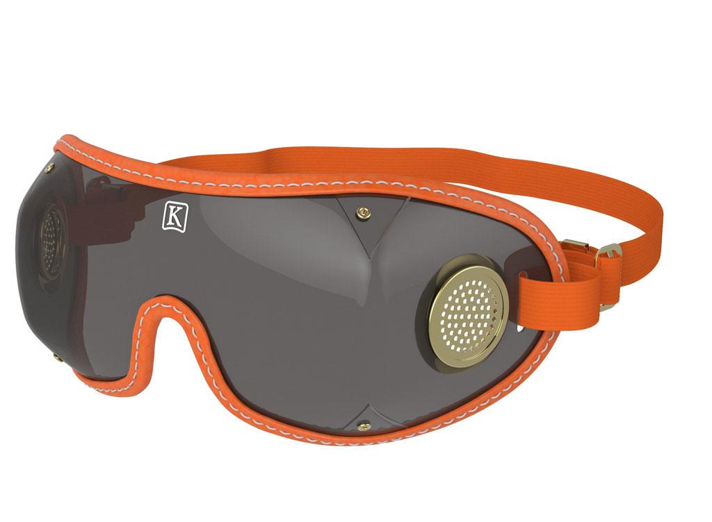 Kroops Original Goggles for Horse Racing / Cycling / Skydiving - orange trim smoke lens