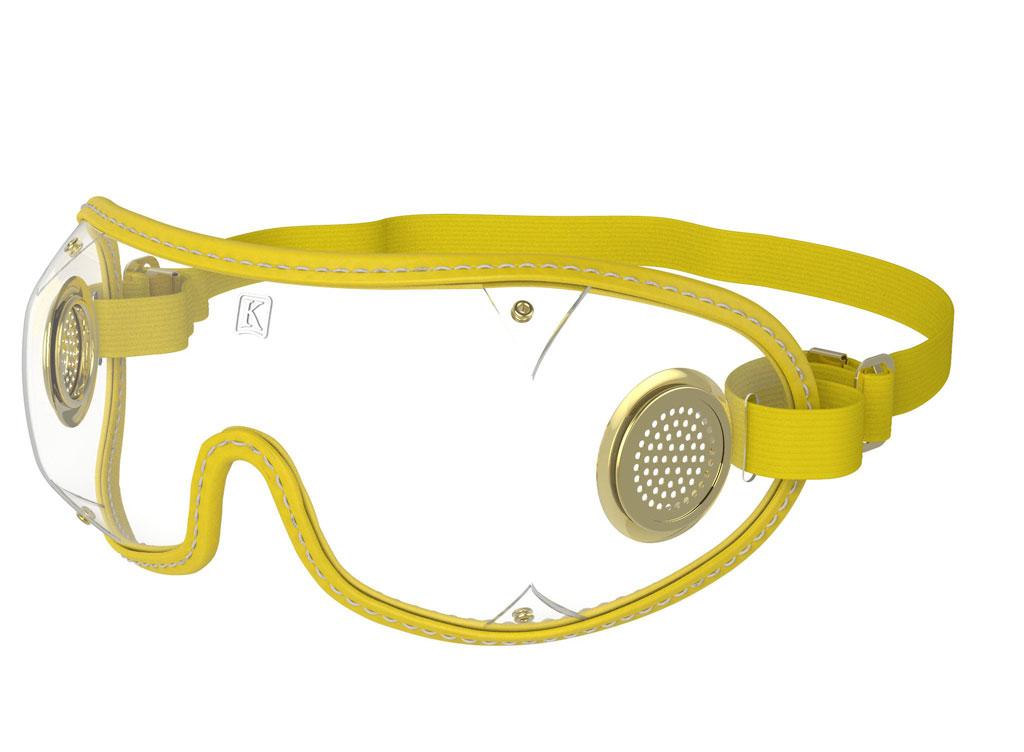 Kroops Original Goggles for Horse Racing / Cycling / Skydiving - yellow trim clear lens