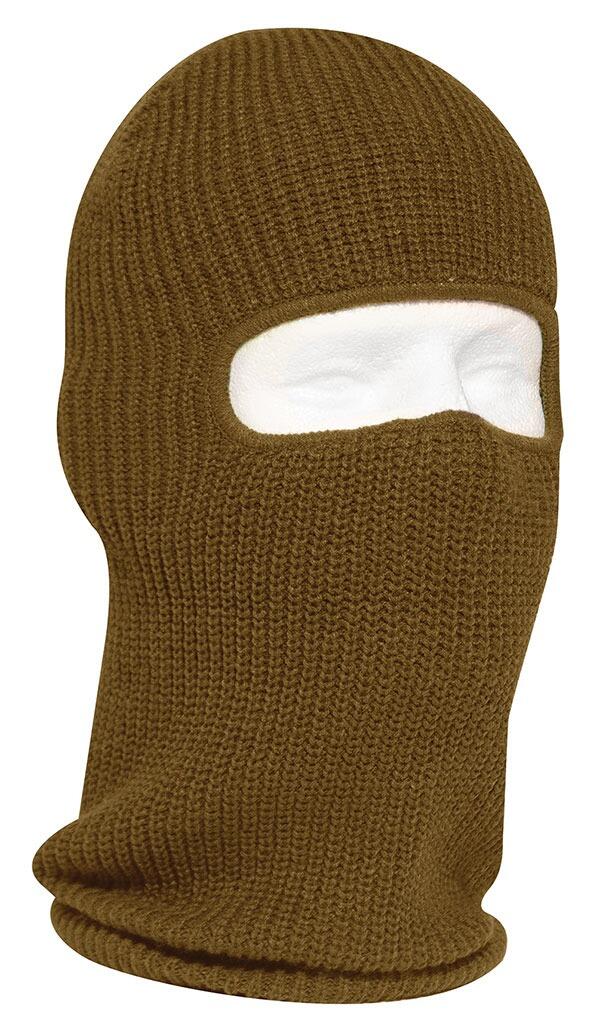 Rothco One Hole Face Mask Balaclava's - coyote brown on head