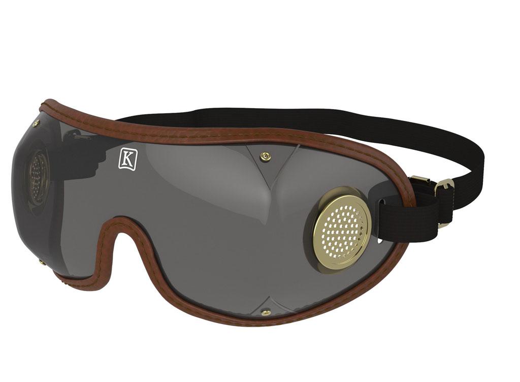 Kroops Original Goggles for Horse Racing / Cycling / Skydiving - brown trim smoke lens
