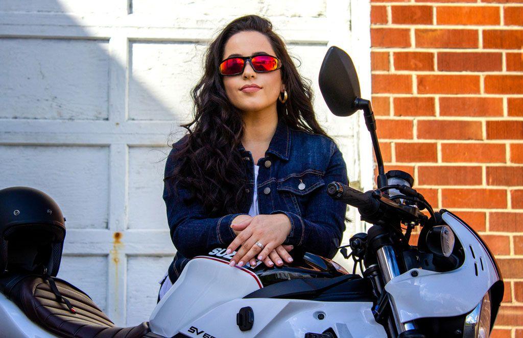 Birdz Oriole Motorbike Sports Biker Sunglasses Red Revo Lens - worn on head