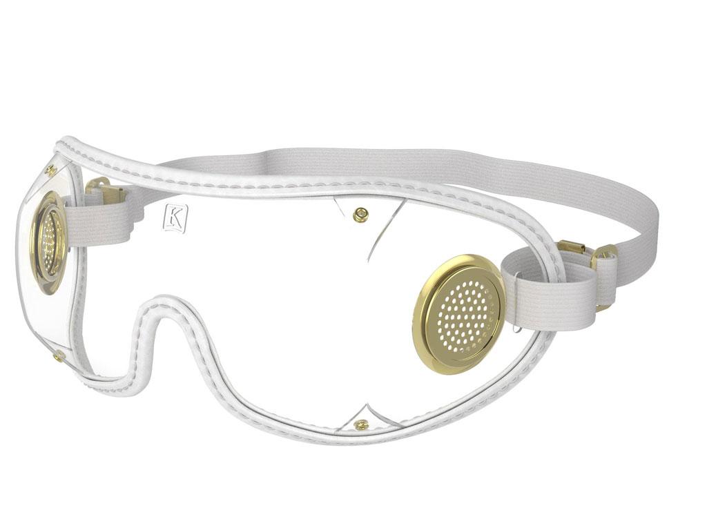 Kroops Original Goggles for Horse Racing / Cycling / Skydiving - white trim clear lens