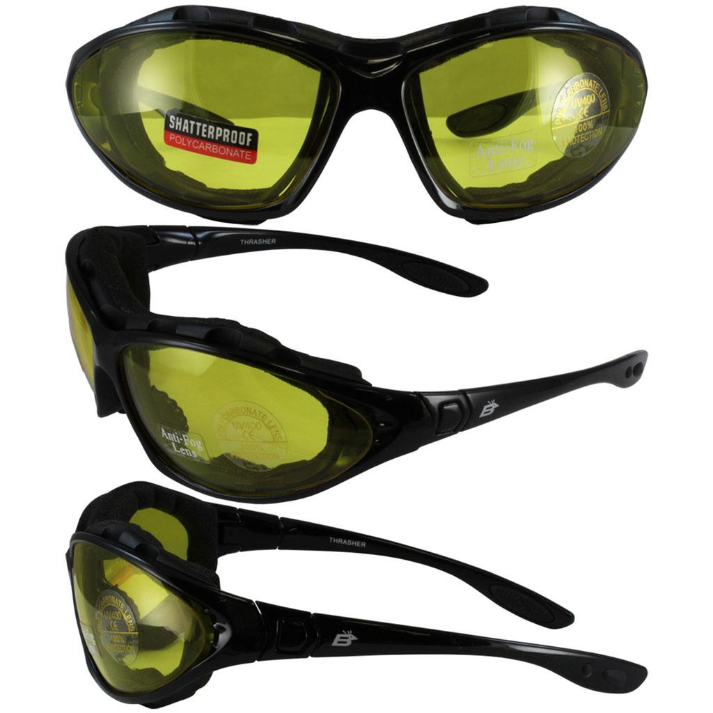 THRASHER Convertible Motorcycle Sports Sunglasses/Goggle - Yellow Lens ...