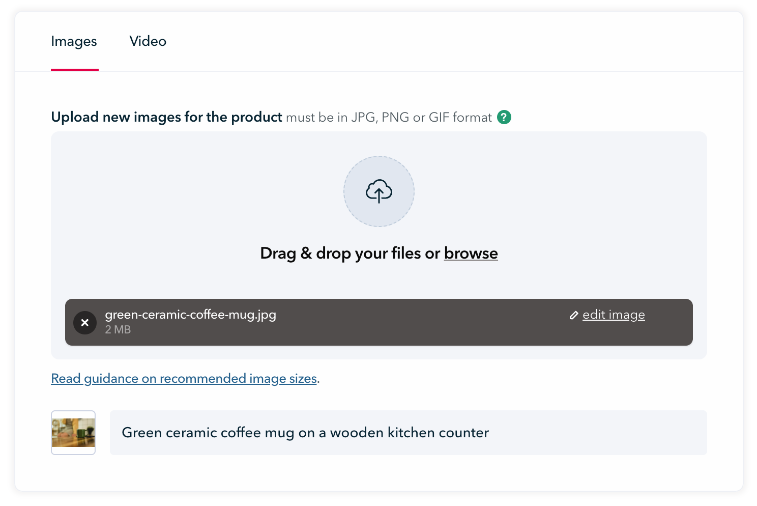 Adding image Alt text via Edit A Product page