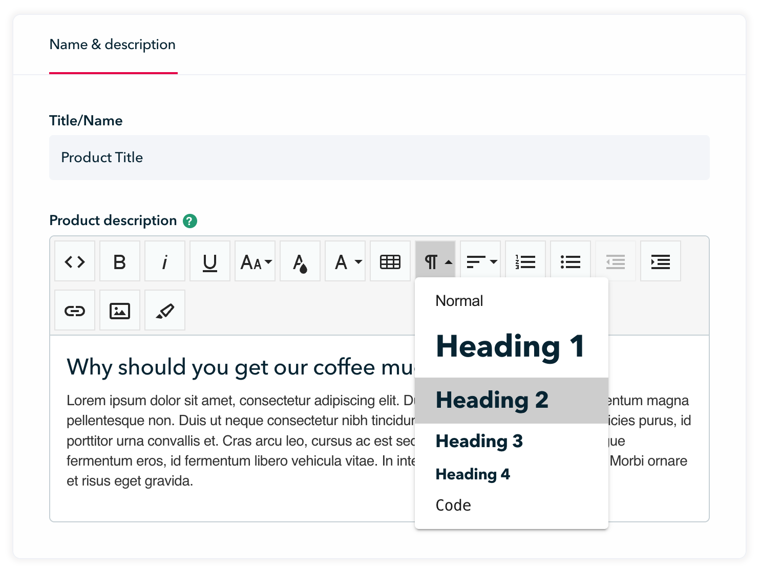 Adding H tags to your product description on ShopWired