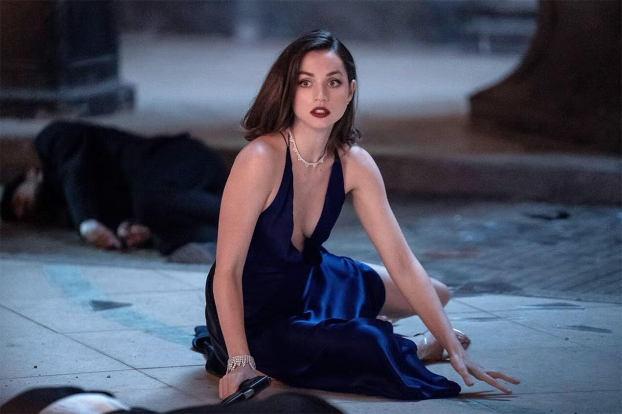 CIA agent Paloma (Ana de Armas) during the high-energy Havana sequence in No Time to Die.