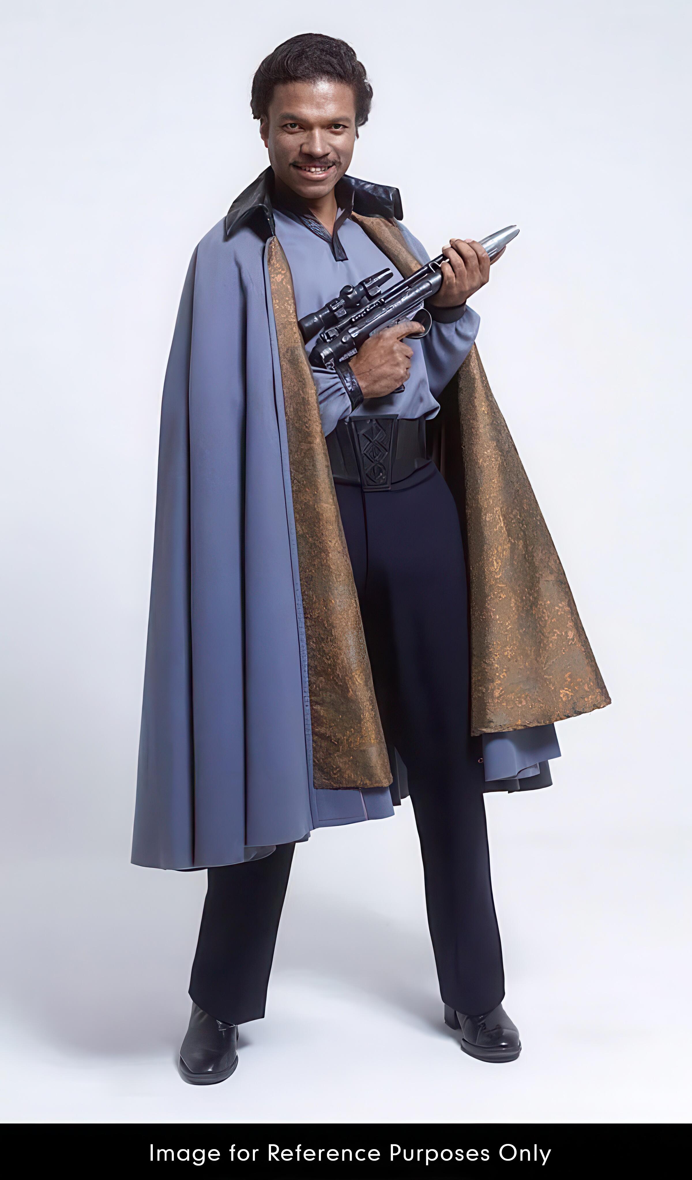 Actor, Billy Dee Williams (Lando Calrissian), with a Rebel Alliance Blaster in a publicity image for The Empire Strikes Back