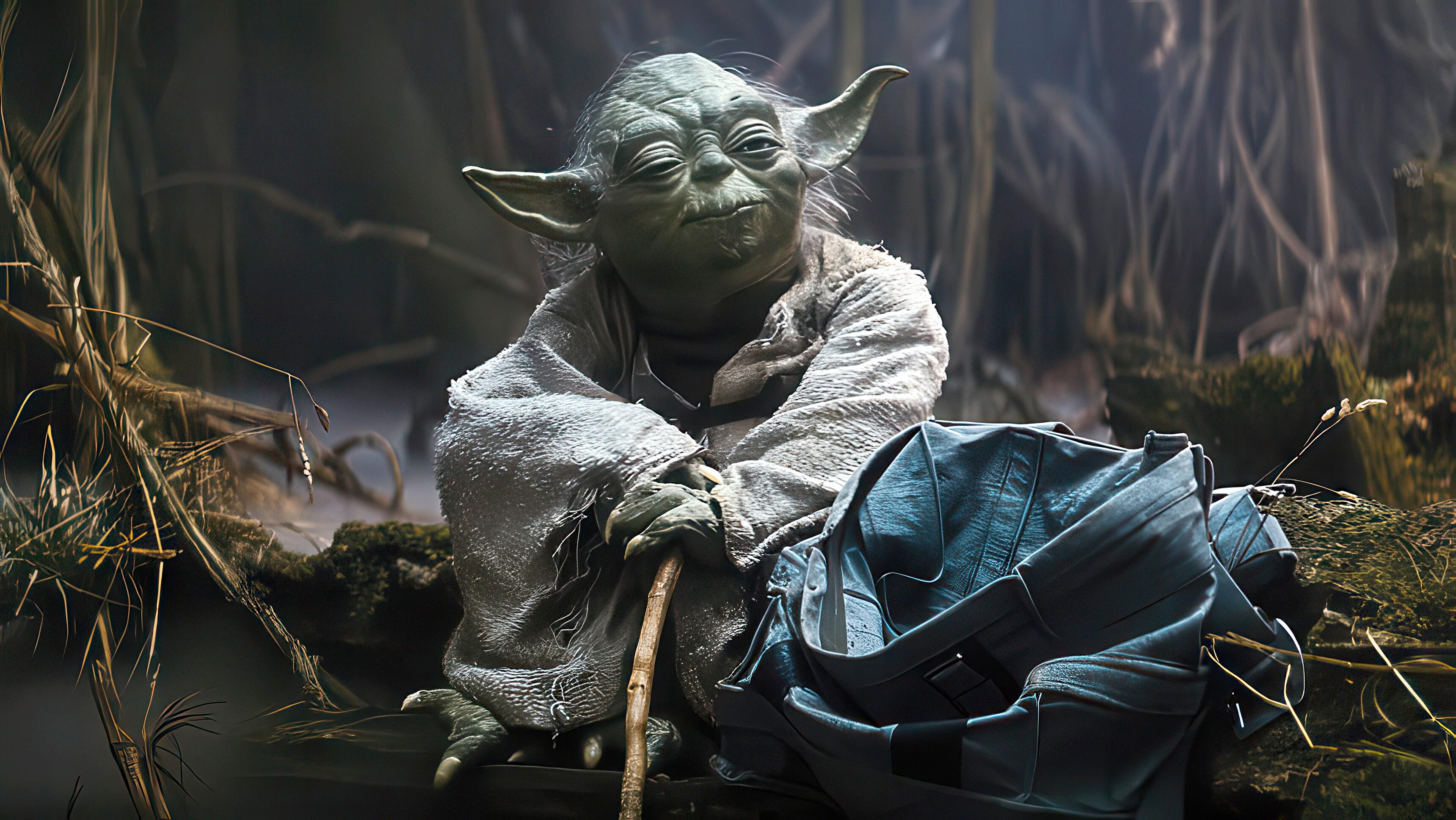 Jedi Master, Jodi, supervising the training of Luke Skywalker in The Empire Strikes Back